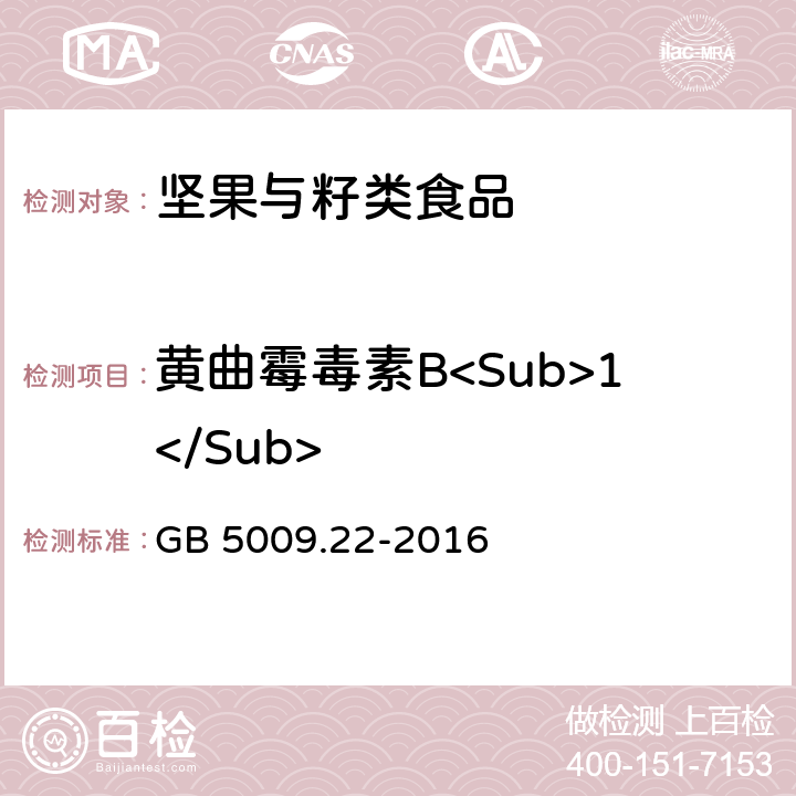 黄曲霉毒素B<Sub>1</Sub> 食品安全国家标准 食品中黄曲霉毒素B族和G族的测定 GB 5009.22-2016