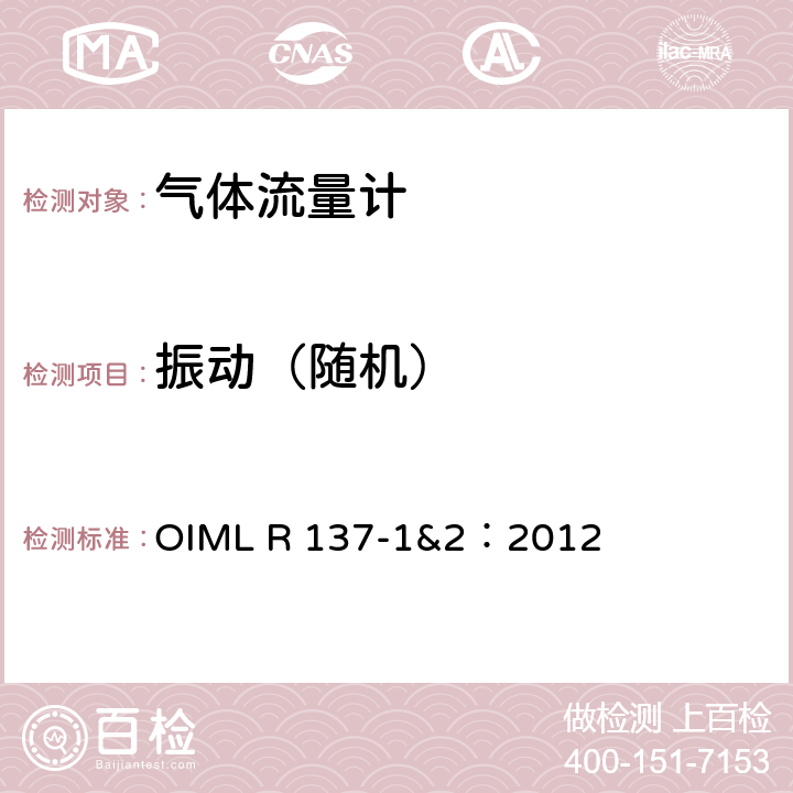 振动（随机） 气体流量计计量技术要求 OIML R 137-1&2：2012 A.5.1