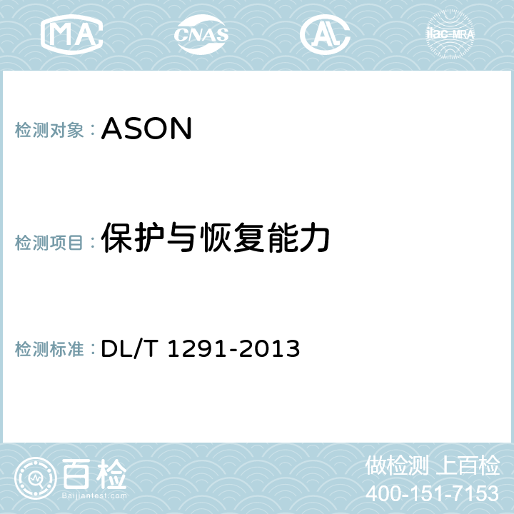 保护与恢复能力 DL/T 1291-2013 基于 SDH 的电力自动交换光网络(ASON)技术规范