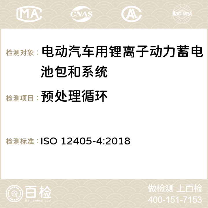 预处理循环 电动道路车辆锂离子动力电池包和系统测试规范 第四部分：性能测试 ISO 12405-4:2018 6.1