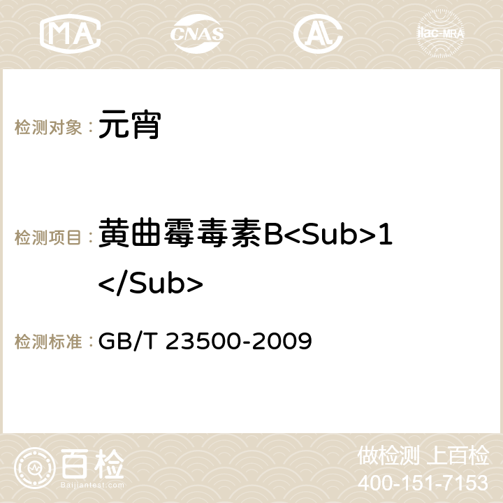 黄曲霉毒素B<Sub>1</Sub> 元宵 GB/T 23500-2009 5.3.4(GB 5009.22-2016)