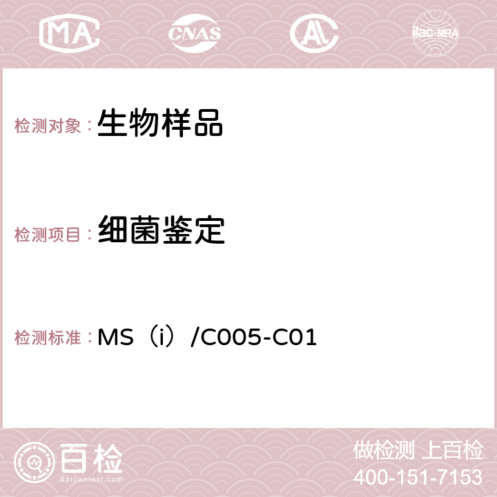 细菌鉴定 MS（i）/C005-C01 方法 