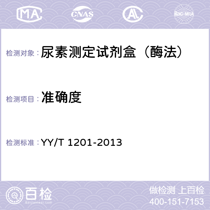 准确度 尿素测定试剂盒（酶偶联监测法） YY/T 1201-2013