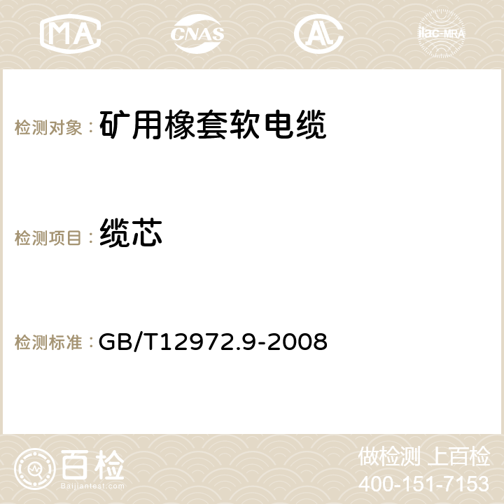 纜芯 礦用橡套軟電纜 第9部分：額定電壓0.3/0.5kV礦用移動輕型橡套軟電纜 GB/T12972.9-2008 表3