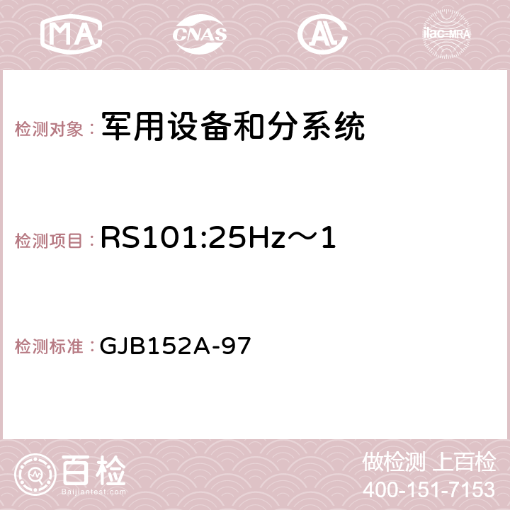 RS101:25Hz～100kHz磁场辐射敏感度 军用设备和分系统电磁发射和敏感度测量 GJB152A-97 5.17