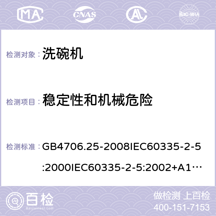 稳定性和机械危险 家用和类似用途电器的安全洗碗机的特殊要求 GB4706.25-2008
IEC60335-2-5:2000
IEC60335-2-5:2002+A1:2005+A2:2008
IEC60335-2-5:2012IEC60335-2-5:2012+A1:2018
EN60335-2-5:2003+A1:2005+A2:2008+A11:2009+A12:2012
EN60335-2-5:2015+A11:2019
AS/NZS60335.2.5:2014
AS/NZS60335.2.5:2014+A1:2015+A2:2018 20