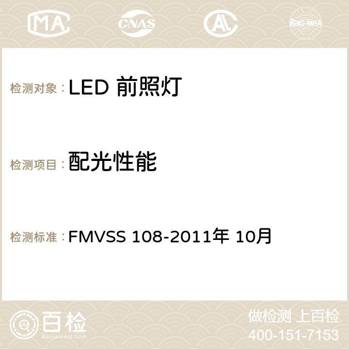 配光性能 灯具、反光装置及相关设备 FMVSS 108-2011年 10月 571.107章节 图15-2