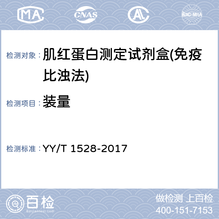 装量 肌红蛋白测定试剂盒(免疫比浊法) YY/T 1528-2017 3.2
