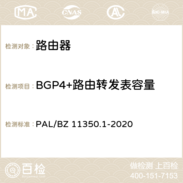 BGP4+路由转发表容量 IPV6网络设备测试规范 第1部分：路由器和交换机 PAL/BZ 11350.1-2020 5.2.5