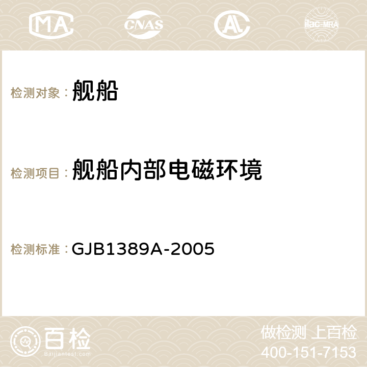 舰船内部电磁环境 系统电磁兼容性要求 GJB1389A-2005 5.2