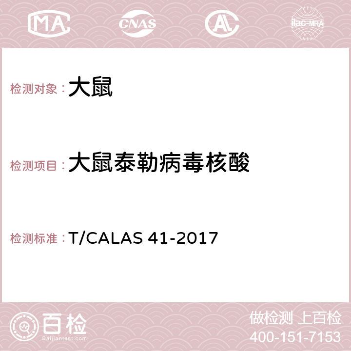 大鼠泰勒病毒核酸 实验动物 大鼠泰勒病毒检测方法 T/CALAS 41-2017