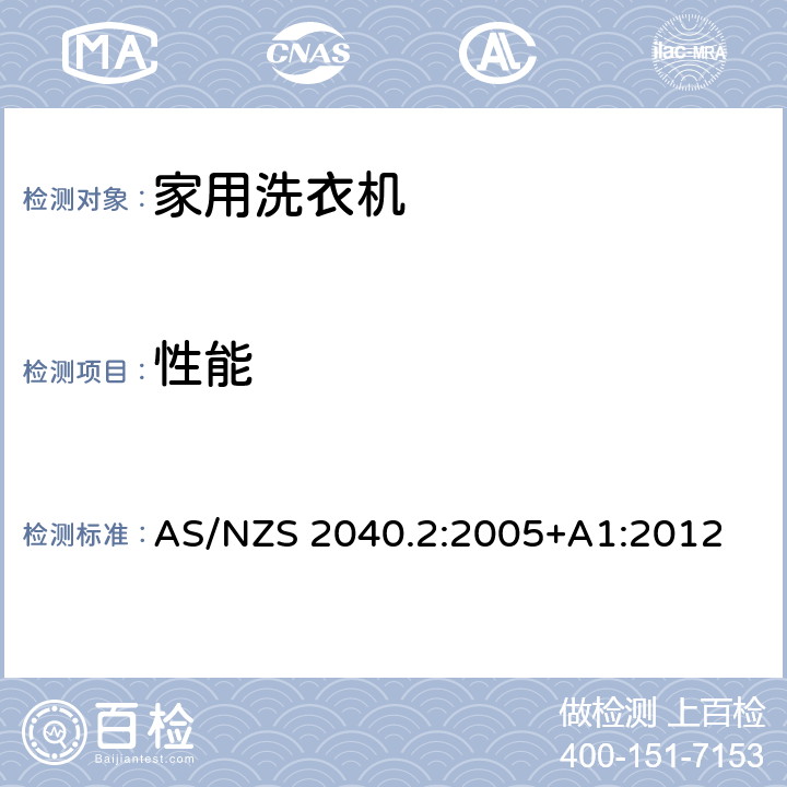 性能 家用洗衣机性能--家用洗衣机-能耗标签要求 AS/NZS 2040.2:2005+A1:2012