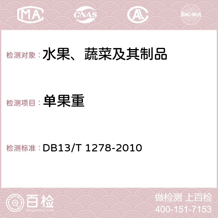 单果重 DB13/T 1278-2010 地理标志产品 富岗苹果