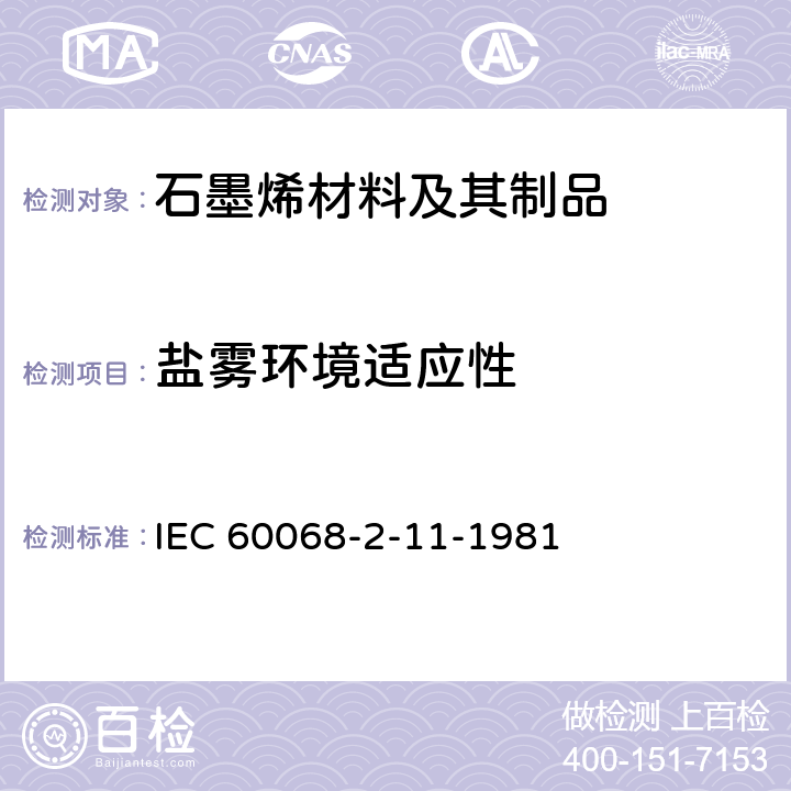 盐雾环境适应性 基本环境试验程序.第2部分：试验.试验Ka：盐雾 IEC 60068-2-11-1981 6