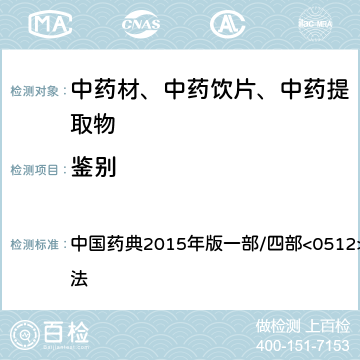 鉴别 鉴别 中国药典2015年版一部/四部<0512>高效液相色谱法