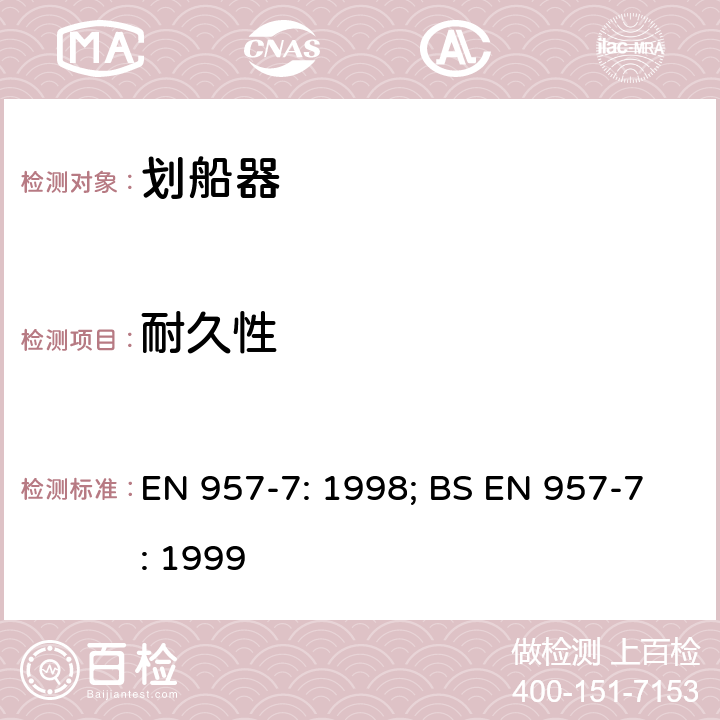 耐久性 固定式健身器材 第7部分：劃船器附加的特殊安全要求和試驗方法 EN 957-7: 1998; BS EN 957-7: 1999 條款5.6,6.7