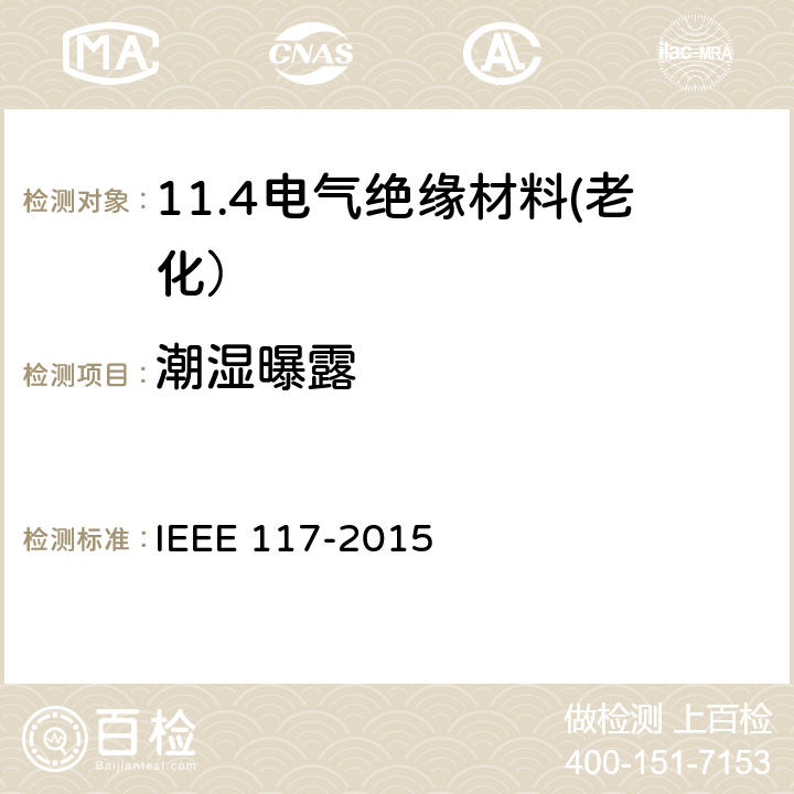 潮湿曝露 散嵌绕组交流电机绝缘材料系统热评定试验程序 IEEE 117-2015 5.2.4