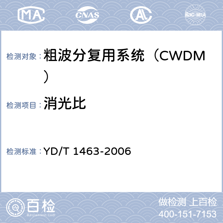 消光比 粗波分复用（CWDM）系统测试方法 YD/T 1463-2006 5.1.4