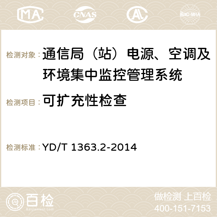 可扩充性检查 通信局(站)电源、空调及环境集中监控管理系统 第2部分：互联协议 YD/T 1363.2-2014