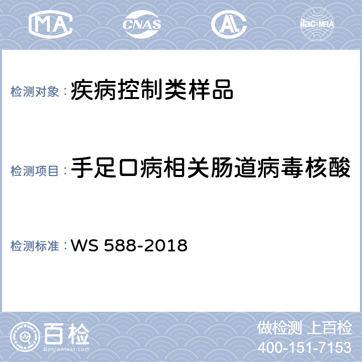手足口病相关肠道病毒核酸 手足口病诊断 WS 588-2018 附录B