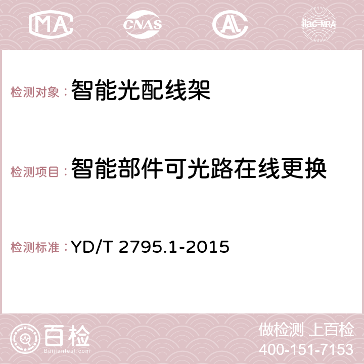 智能部件可光路在线更换 智能光分配网络 光配线设施 第1部分：智能光配线架 YD/T 2795.1-2015 7.5.9.3