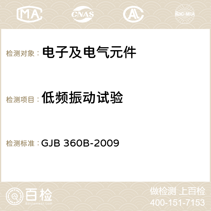 低频振动试验 电子及电气元件试验方法 GJB 360B-2009 方法201