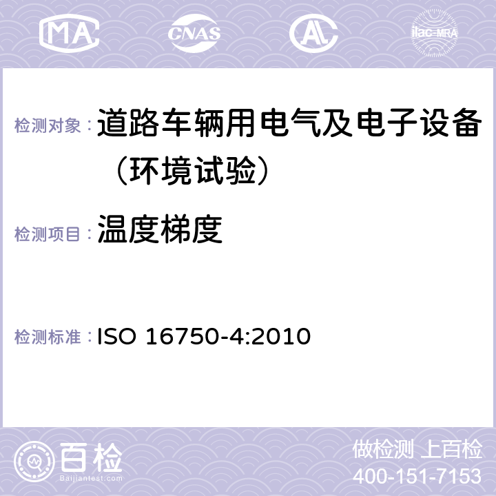 温度梯度 道路车辆 电气及电子设备的环境条件和试验 第4部分：气候负荷 ISO 16750-4:2010 5.2