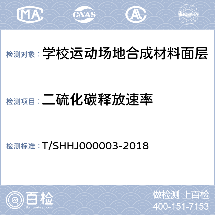 二硫化碳释放速率 学校运动场地合成材料面层有害物质限量 T/SHHJ000003-2018 附录C