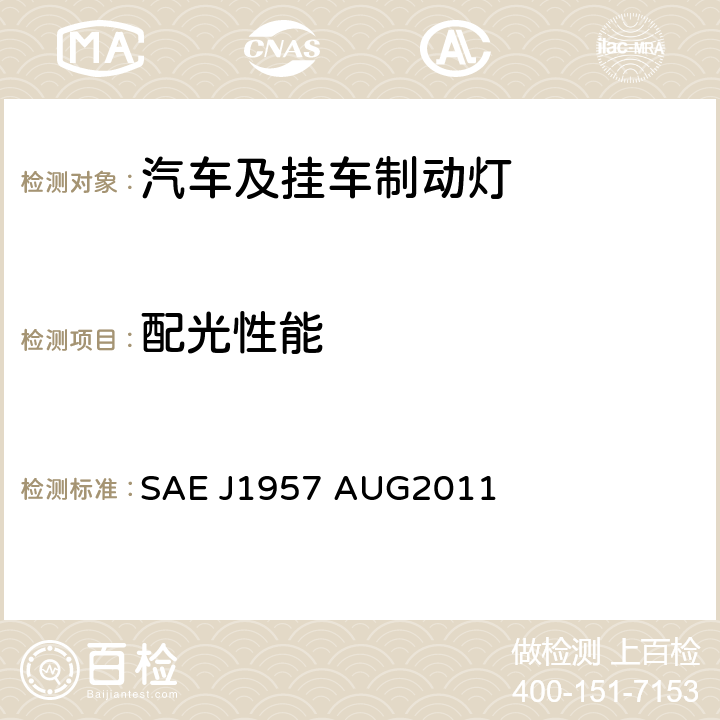 配光性能 总宽小于2032 mm的车辆用中央高位刹车灯 SAE J1957 AUG2011 5.1.5, 6.1.5