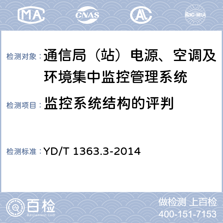 监控系统结构的评判 通信局(站)电源、空调及环境集中监控管理系统 第3部分：前端智能设备协议 YD/T 1363.3-2014