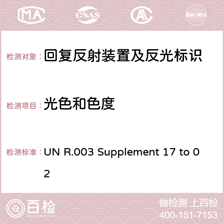 光色和色度 UN R.003 Supplement 17 to 02 关于批准机动车及其挂车回复反射器的统一规定  Annex 6