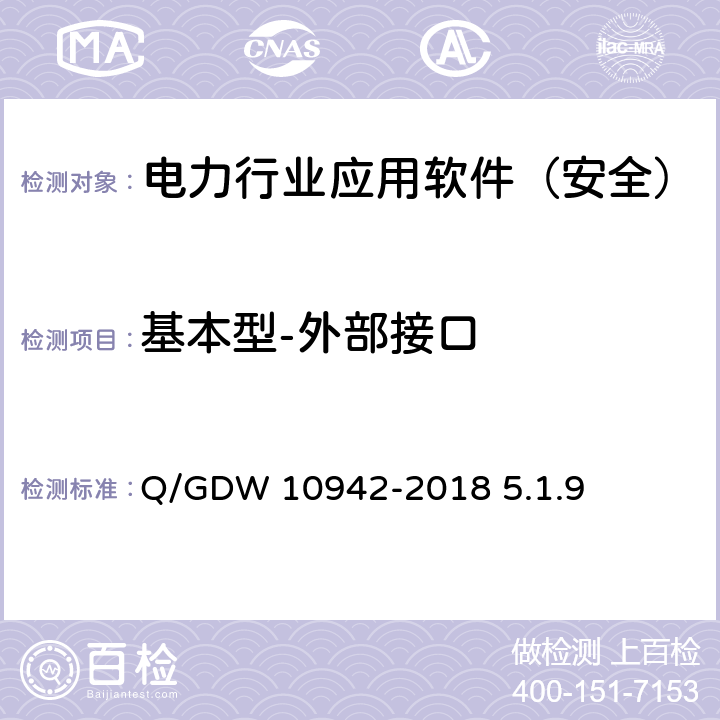 基本型-外部接口 《应用软件系统安全性测试方法》 Q/GDW 10942-2018 5.1.9