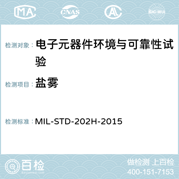 盐雾 电子及电气元件试验方法 MIL-STD-202H-2015 方法101