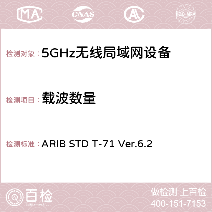 载波数量 ARIB STD T-71 Ver.6.2 宽带移动接入通信系统（CSMA）  3.1.2