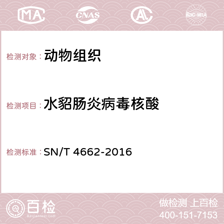 水貂肠炎病毒核酸 水貂病毒性肠炎检疫技术规范 SN/T 4662-2016 5.2