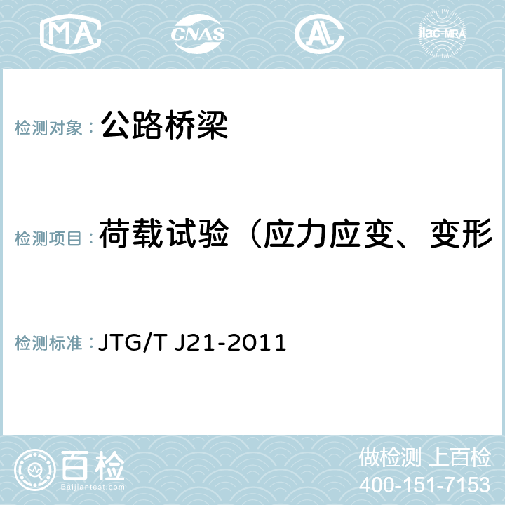 荷载试验（应力应变、变形、挠度、裂缝、冲击系数） 《公路桥梁承载能力检测评定规程》 JTG/T J21-2011 （8）