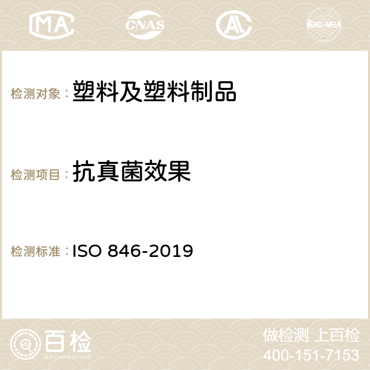 抗真菌效果 塑料 - 评估微生物的作用 ISO 846-2019 8.2.2