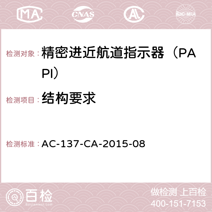 结构要求 AC-137-CA-2015-08 精密进近航道指示器（PAPI）检测规范 