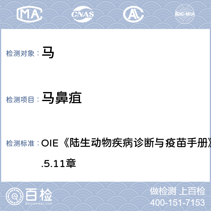 马鼻疽 马鼻疽ELISA检测法 OIE《陆生动物疾病诊断与疫苗手册》（2018版）第3.5.11章 3.2