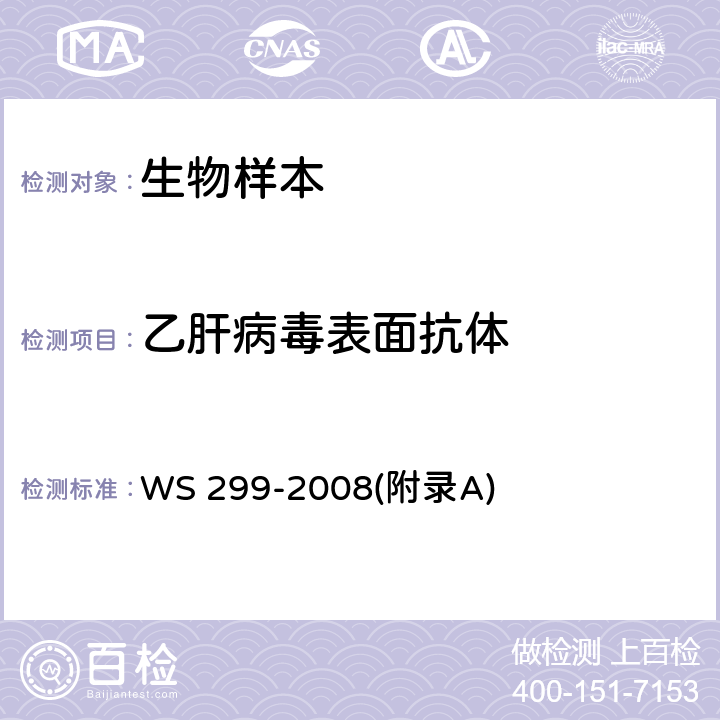 乙肝病毒表面抗体 乙型病毒性肝炎诊断标准 WS 299-2008(附录A)