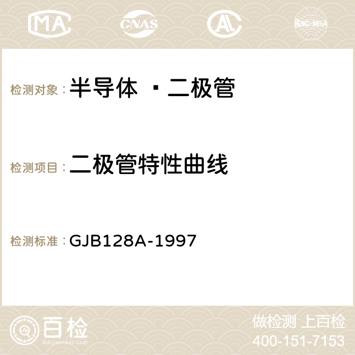 二极管特性曲线 半导体分立器件试验方法 GJB128A-1997 方法 4023