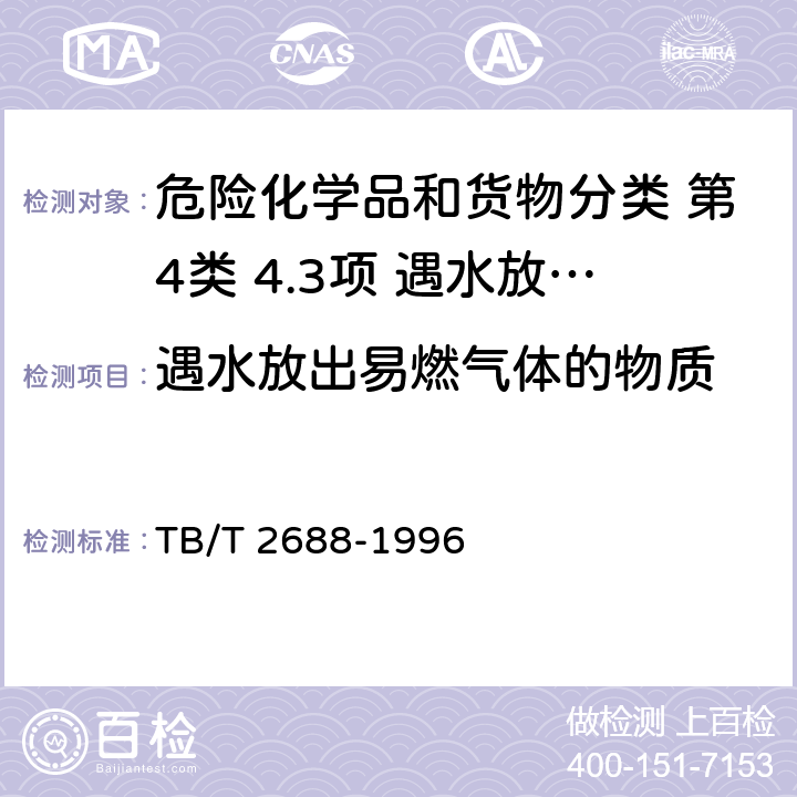 遇水放出易燃气体的物质 铁路危险货物分类试验方法 TB/T 2688-1996 附录C