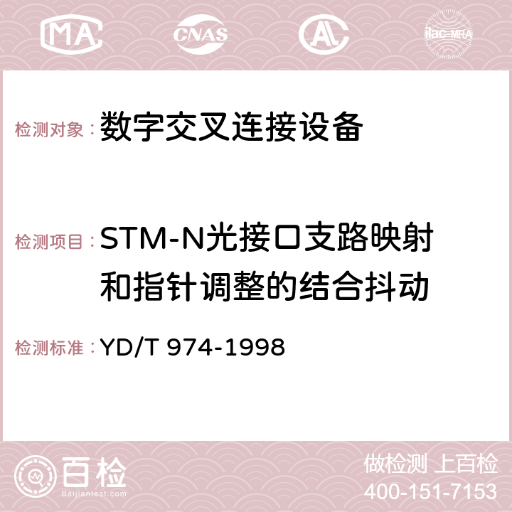 STM-N光接口支路映射和指针调整的结合抖动 SDH数字交叉连接设备(SDXC)技术要求和测试方法 
YD/T 974-1998 12.1.4