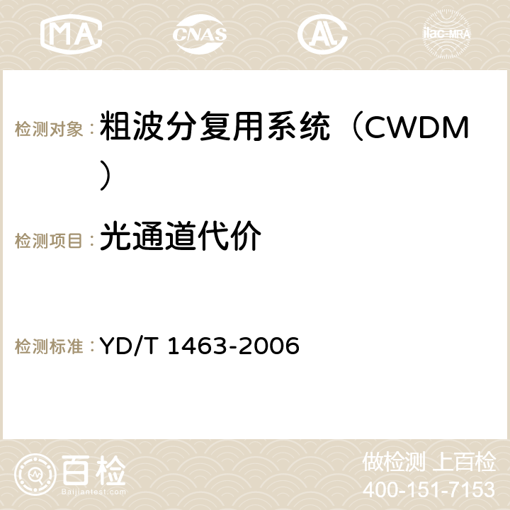 光通道代价 粗波分复用（CWDM）系统测试方法 YD/T 1463-2006 5.3.3