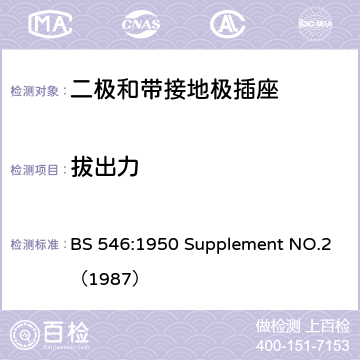 拔出力 两极和接地插脚插头、插座和插座适配器规格 BS 546:1950 Supplement NO.2（1987） 34