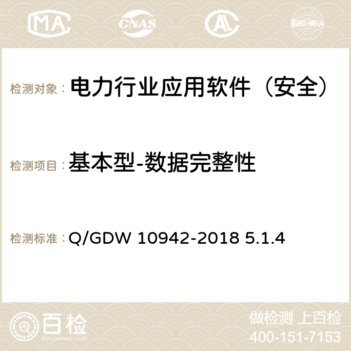 基本型-数据完整性 《应用软件系统安全性测试方法》 Q/GDW 10942-2018 5.1.4