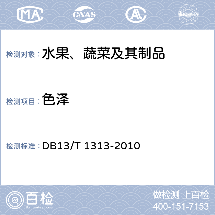 色泽 DB13/T 1313-2010 地理标志产品 沧州金丝小枣