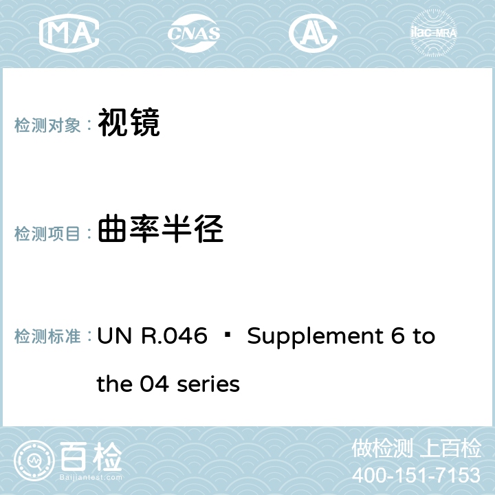 曲率半径 关于批准后视镜和就后视镜的安装方面批准机动车辆的统一规定 UN R.046 – Supplement 6 to the 04 series 6.1, Annex 7