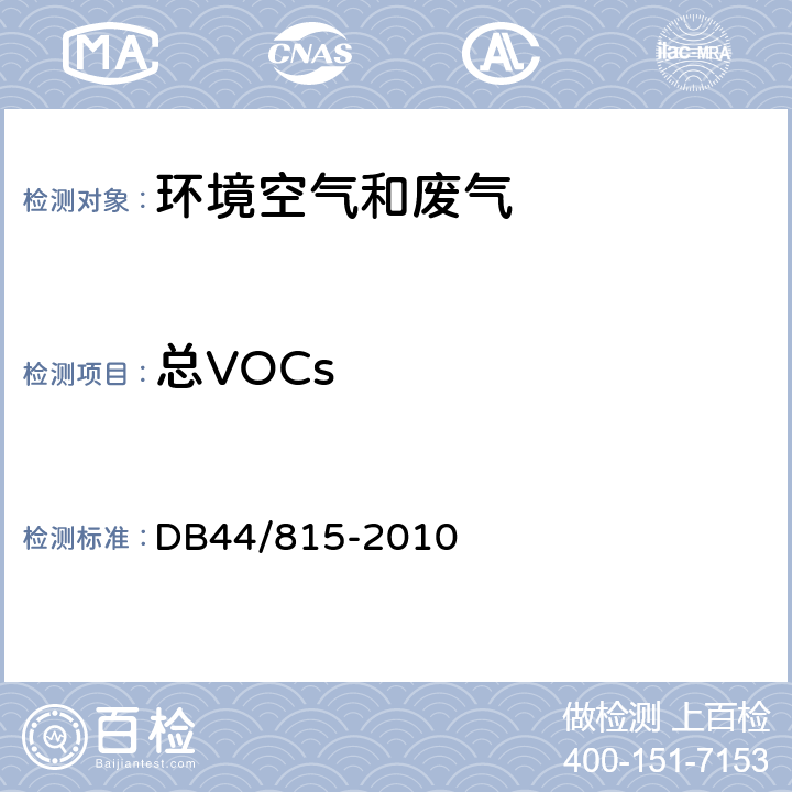 总VOCs DB44/ 815-2010 印刷行业挥发性有机化合物排放标准