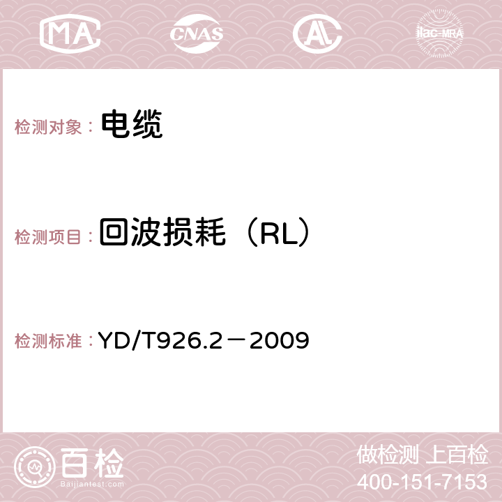 回波损耗（RL） 大楼通信综合布线系统第2部分：电缆、光缆技术要求 YD/T926.2－2009 A.2.12